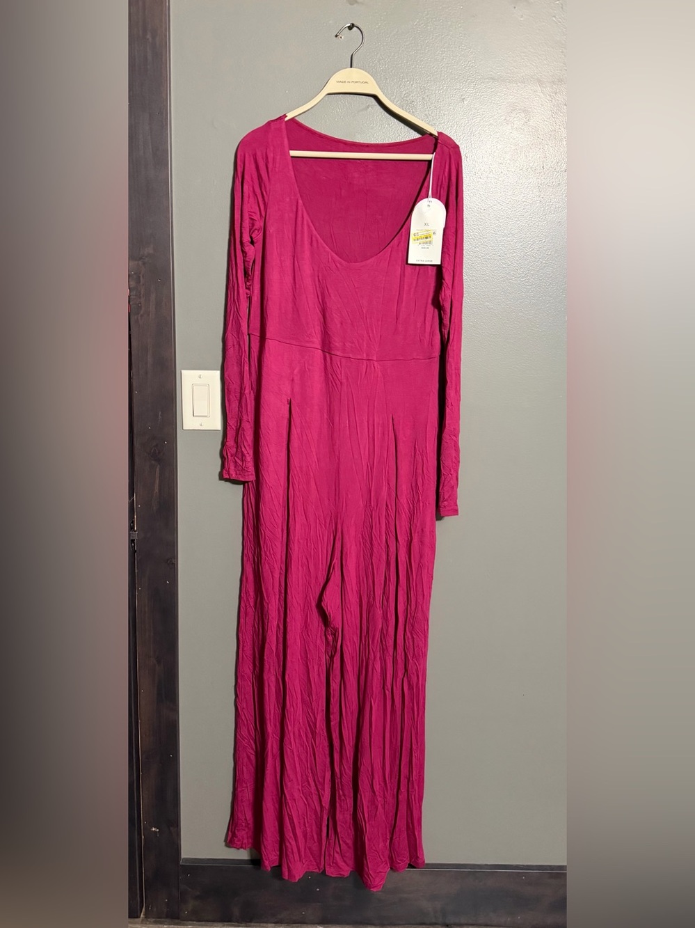 NWT Blogilates Cascade V-Neck Jumpsuit Plum Purple Wide Leg XL Thumbholes